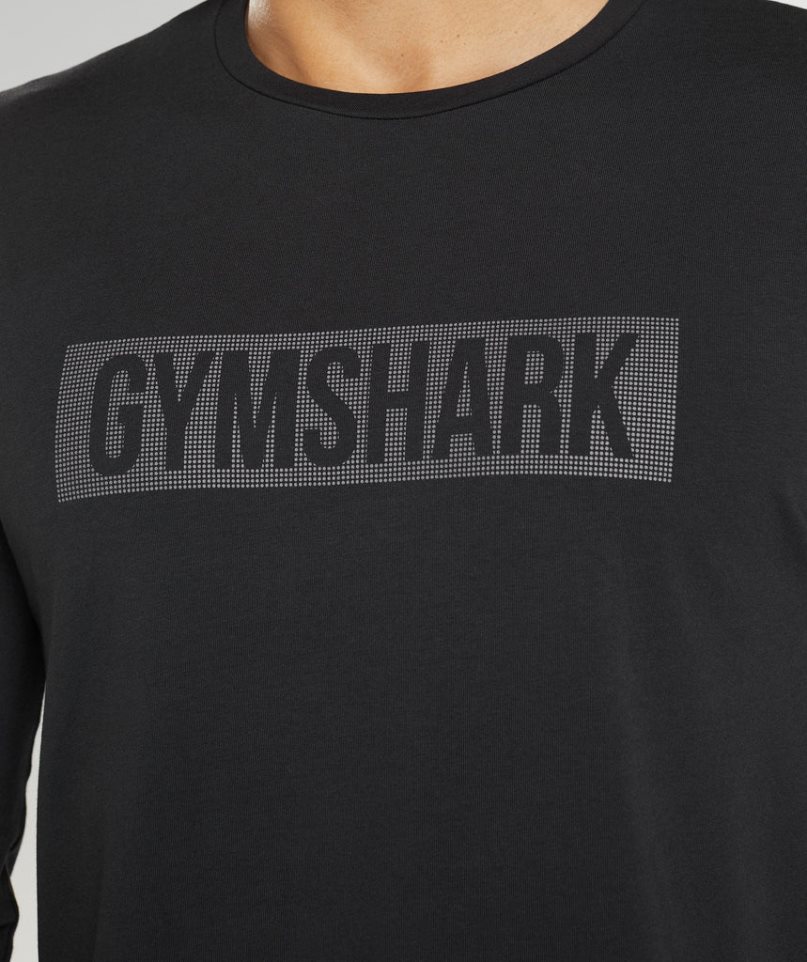 Men's Gymshark Block Long Sleeve T-Shirts Black | NZ 9BEUQZ